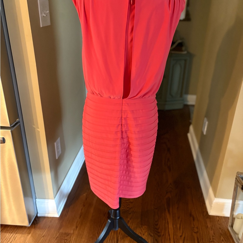 Adrianna Papell Vibrant Coral Midi Dress - Picture 4 of 9